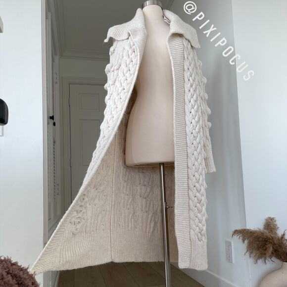 ZARA KNIT COAT / COATIGAN KNIT LONGLINE SWEATER COAT ECRU - Picture 13 of 13